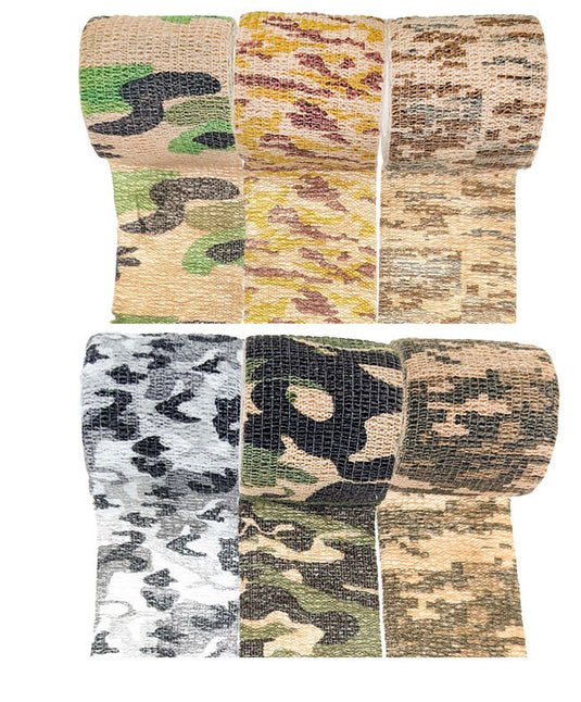Assorted Camouflage Adhesive Free Wraps, (2