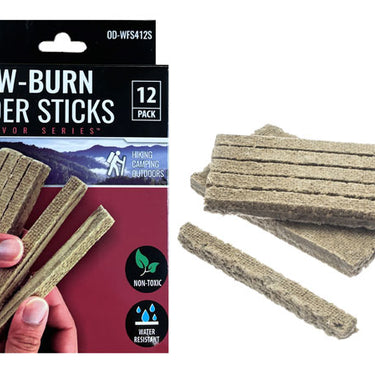 12 Pack Slow-Burn Water Resistant Tinder Sticks, Size 4"x1/2"x1/2"