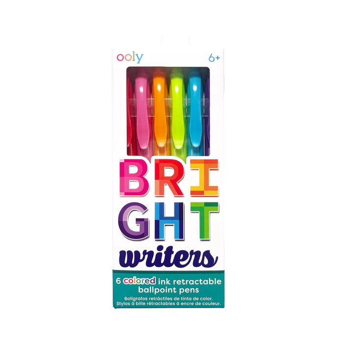 Ooly Bright Writers Colored Ink Retractable Ballpoint Pens (6 Set)