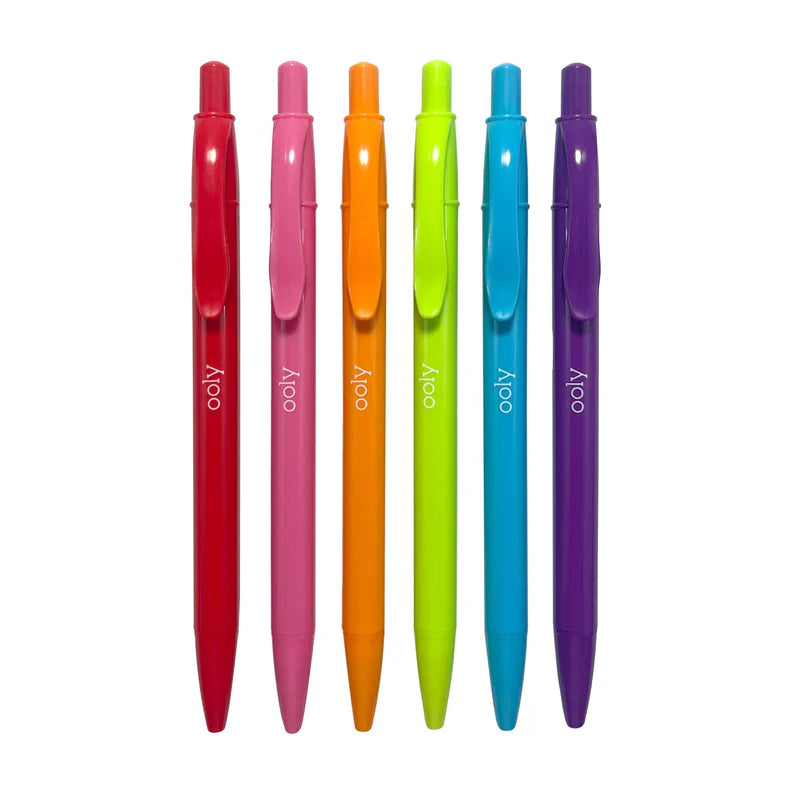 Load image into Gallery viewer, Ooly Bright Writers Colored Ink Retractable Ballpoint Pens (6 Set)
