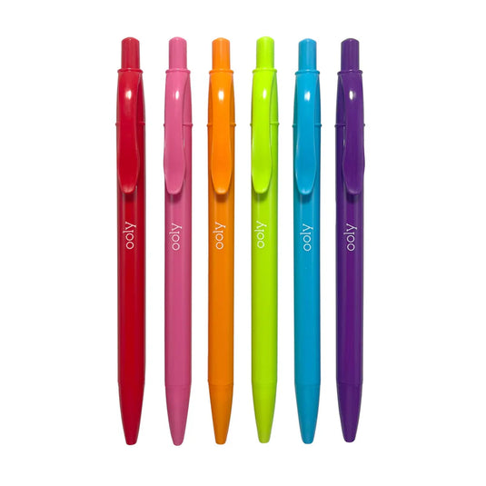 Ooly Bright Writers Colored Ink Retractable Ballpoint Pens (6 Set)