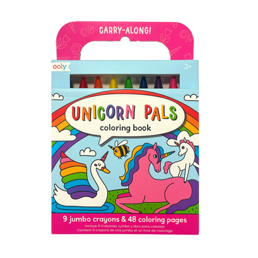 Ooly Carry Along! Coloring Book and Crayon Set - Unicorn Pals - Set of 9 Crayons