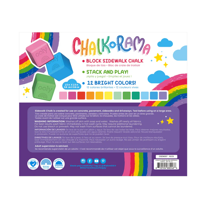 Load image into Gallery viewer, Ooly Chalk-O-Rama Block Sidewalk Chalk (12 Set)
