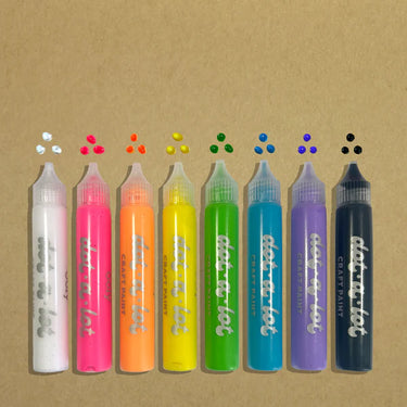 Ooly Dot-a-Lot 3D Dimensional Craft Paint - Brights - Set of 8