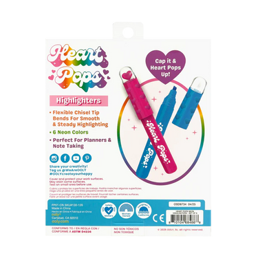 Ooly Heart Pops Neon Highlighters - Set of 6
