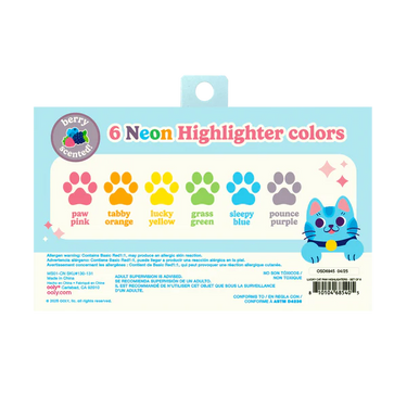 Ooly Lucky Cat Paw Scented Neon Highlighters - Set of 6