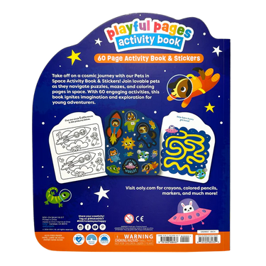 Ooly Playful Pages Activity Book - Games Coloring Stickers - Pets in Space