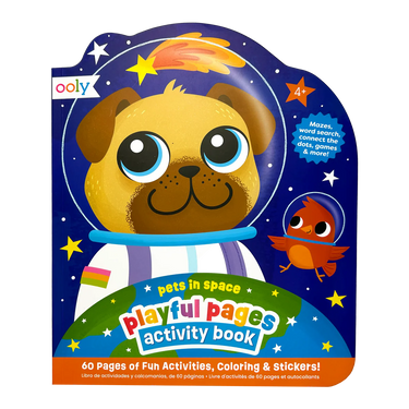 Ooly Playful Pages Activity Book - Games Coloring Stickers - Pets in Space