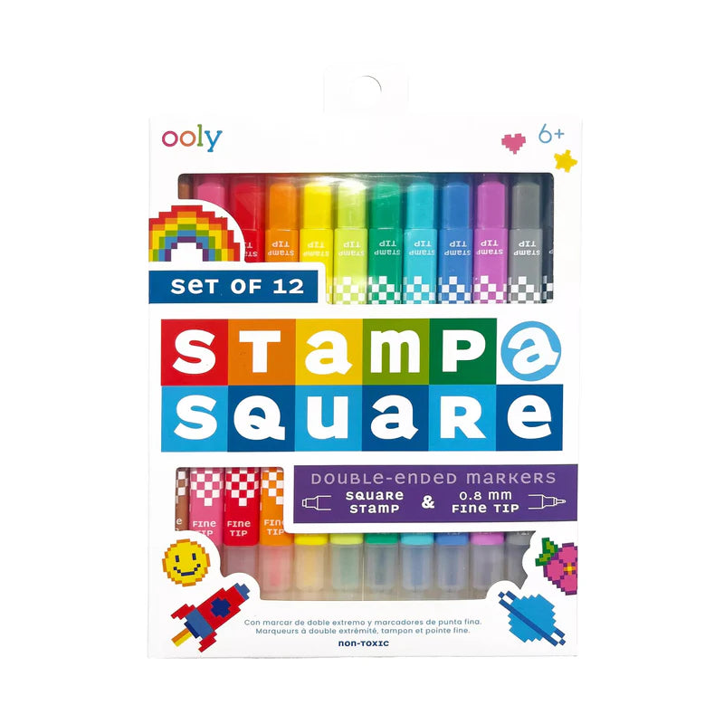 Load image into Gallery viewer, Ooly Stamp-A-Square Double Ended Markers (12 Set)
