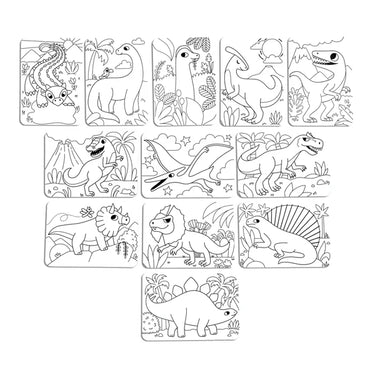 Ooly Undercover Art Hidden Pattern Coloring Activity Art Cards - Dino Tales