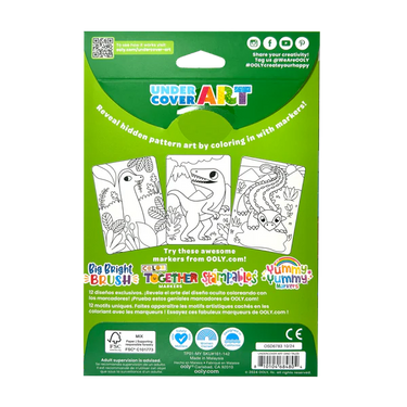 Ooly Undercover Art Hidden Pattern Coloring Activity Art Cards - Dino Tales