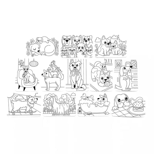 Ooly Undercover Art Hidden Pattern Coloring Activity Art Cards - Dog Days