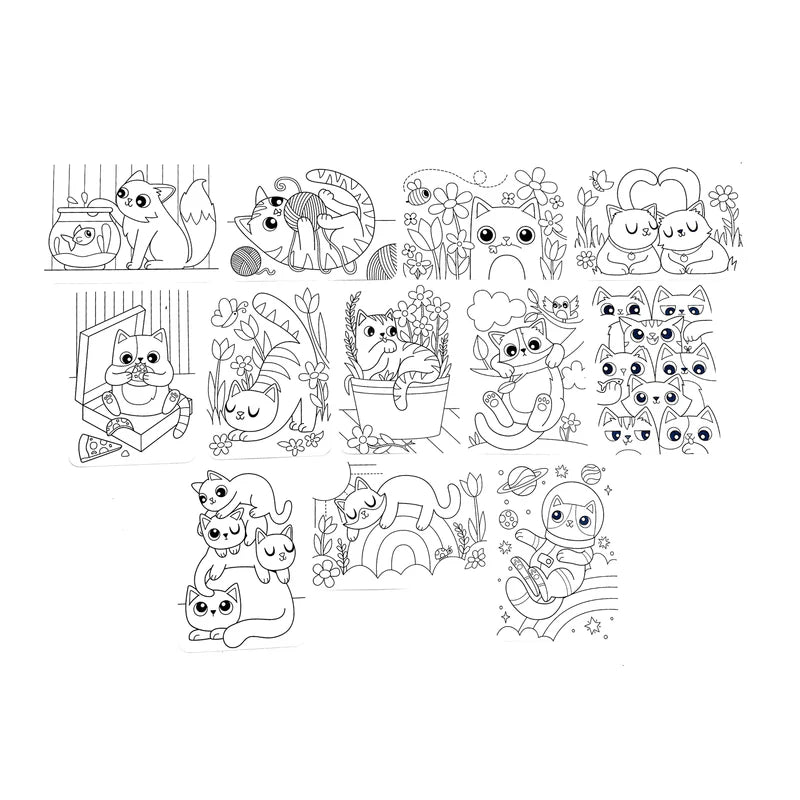 Load image into Gallery viewer, Ooly Undercover Art Hidden Pattern Coloring Activity Art Cards - Smitten Kittens
