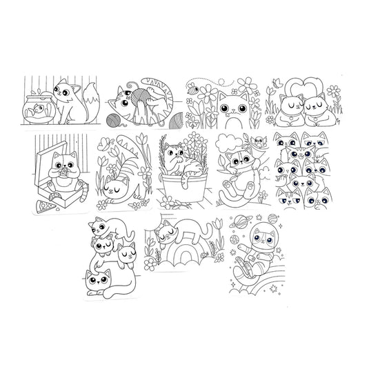 Ooly Undercover Art Hidden Pattern Coloring Activity Art Cards - Smitten Kittens