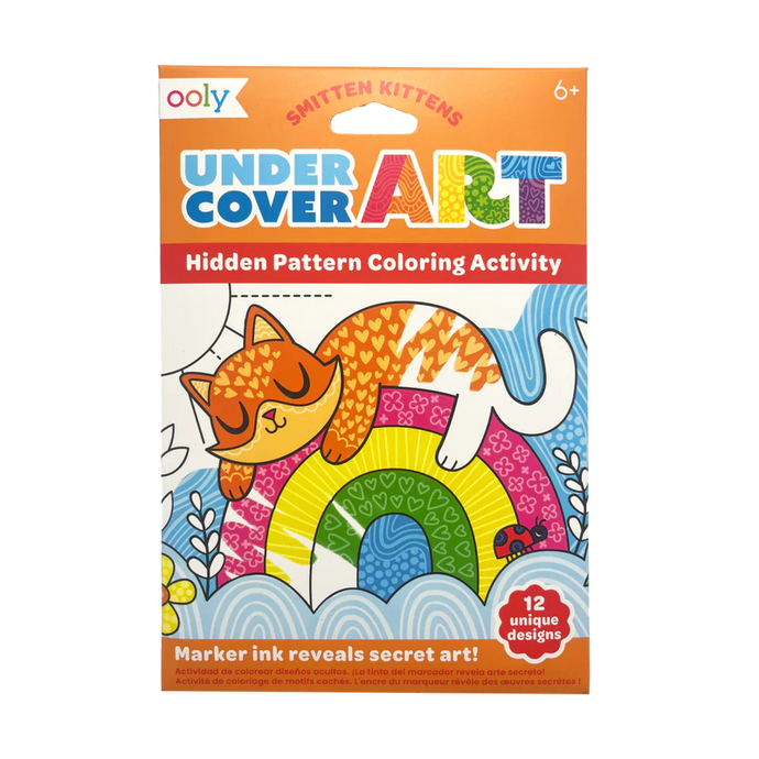 Ooly Undercover Art Hidden Pattern Coloring Activity Art Cards - Smitten Kittens