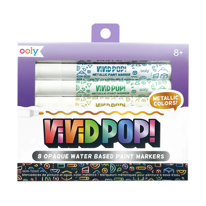 Ooly Vivid Pop! Water Based Paint Markers - Metallic (8 Set)