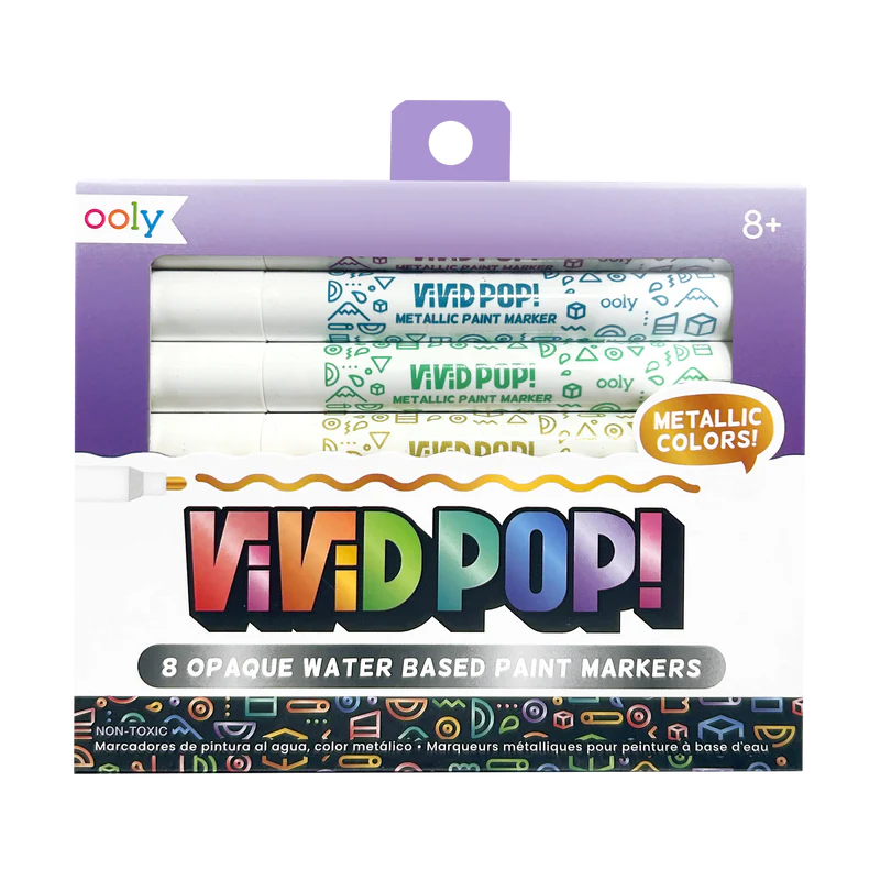 Load image into Gallery viewer, Ooly Vivid Pop! Water Based Paint Markers - Metallic (8 Set)
