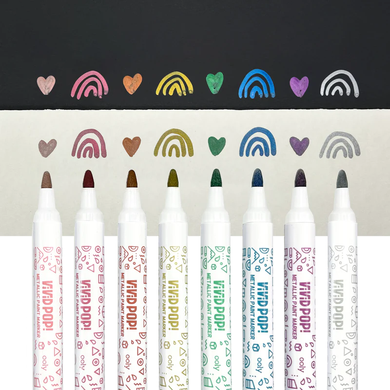 Load image into Gallery viewer, Ooly Vivid Pop! Water Based Paint Markers - Metallic (8 Set)
