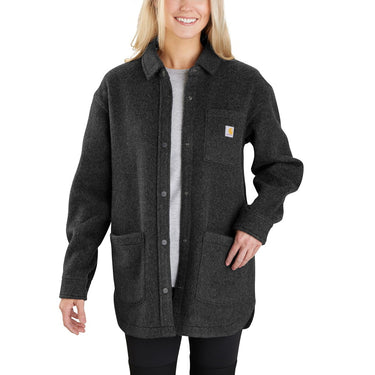 Carhartt Women's Loose Fit Brushed Fleece Shirt Jac (Black Heather) Size 3XL