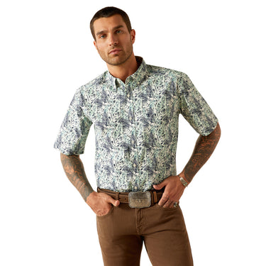 Ariat Men's Cyrus Short Sleeve Button Up Shirt (Mint) Size XL