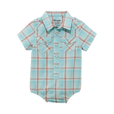 Wrangler Boys Button-Up Onesie (Blue/Red) Size 12M