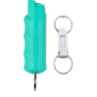 SABRE Pepper Spray Keychain w/ Quick Release Key Ring - Mint Green
