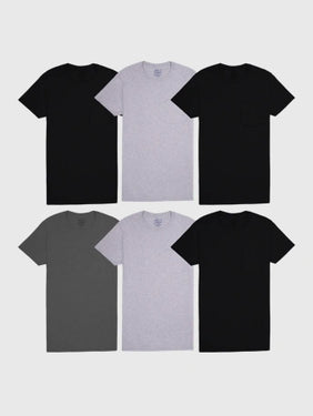 Fruit of the Loom Men's Classic Fit Pocket T-Shirt 6-Pack (Black & Gray) Size L