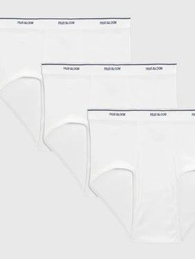 Fruit of the Loom Men's Cotton Briefs 3-Pack (White) Size L