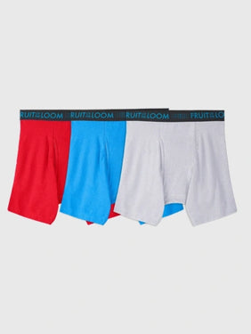 Fruit of the Loom Men's Breathable Cotton Stretch Mesh Boxer Brief 3-Pack (Assorted Colors) Size L