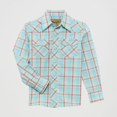 Wrangler Retro® Western Snap Plaid Shirt (Blue/Red) Size L