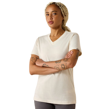 Ariat Rebar Cotton Strong Standard V-Neck T-Shirt (Whisper Pink Heather) Size XL