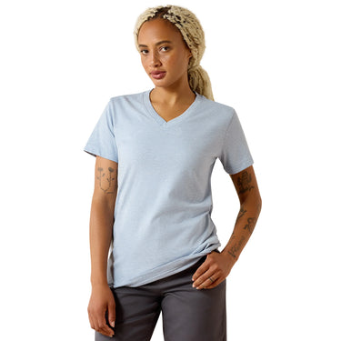 Ariat Rebar Cotton Strong Standard V-Neck T-Shirt (Washed Rain Heather) Size M