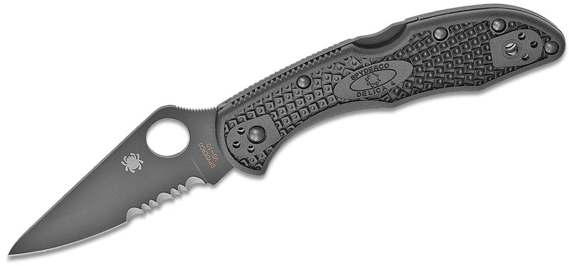 Load image into Gallery viewer, Spyderco Delica 4 Folding Knife 2-7/8&quot; VG10 Black Combo Blade
