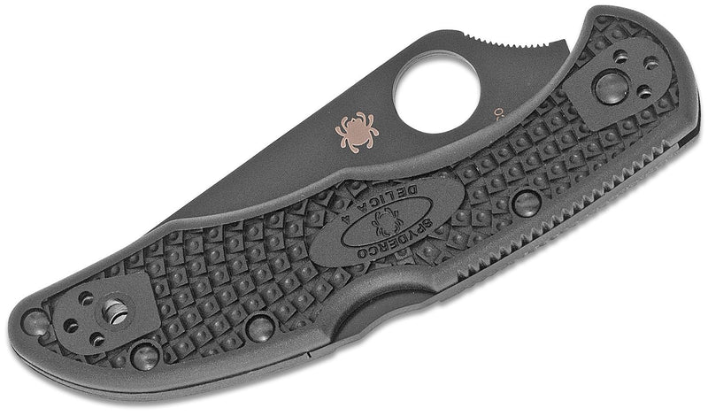 Load image into Gallery viewer, Spyderco Delica 4 Folding Knife 2-7/8&quot; VG10 Black Combo Blade
