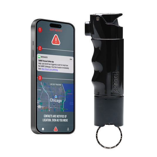 SABRE Smart Bluetooth Peper Spray w/ Live GPS Tracking & Inert Practice Spray