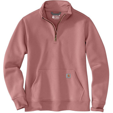 Carhartt Women's Relaxed Fit Midweight Quarter-Zip Mock-Neck Sweatshirt (Rose Tint) Size XL