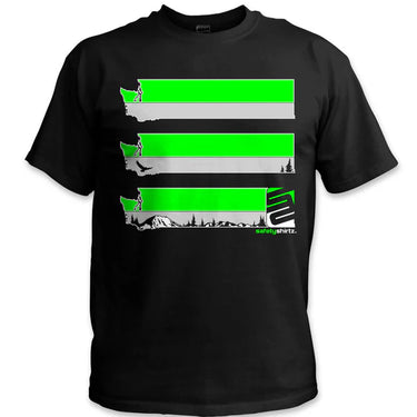 Washington State Hi-Vis Safety Stripe Tee (Neon Green/Black) Size XL