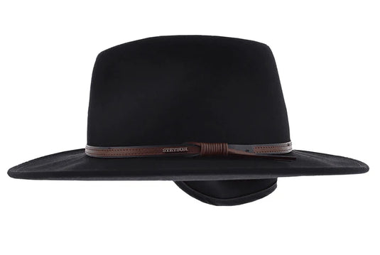 Stetson Bozeman with Earflaps Crushable Black Wool Hat