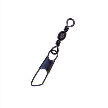 Eagle Claw Black Barrel Swivel with Safety Snap Size 18