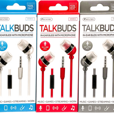 Sentry Talkbuds; In-Line Mic (Sold Separately)