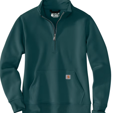 Carhartt Women's Relaxed Fit Midweight Quarter-Zip Mock-Neck Sweatshirt (Greenstone) Size L