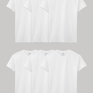 Fruit of the Loom Men's Classic Fit Crew T-Shirt 6-Pack (White) Size XXL