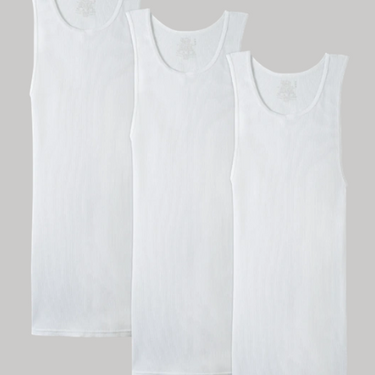 Fruit of the Loom Men's Cotton A-Shirt 3-Pack (White) Size L