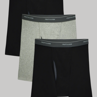 Fruit of the Loom Men's Eversoft®  CoolZone® Fly Boxer Briefs 3-Pack (Black & Grey) Size S