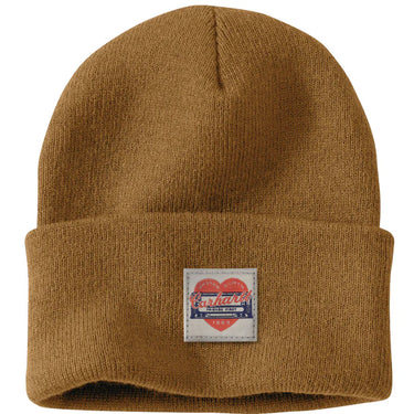 Carhartt Women's Knit Heart Patch Beanie (Carhartt Brown)