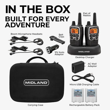 Midland T77 X-Talker® FRS Walkie Talkie Bundle with Case