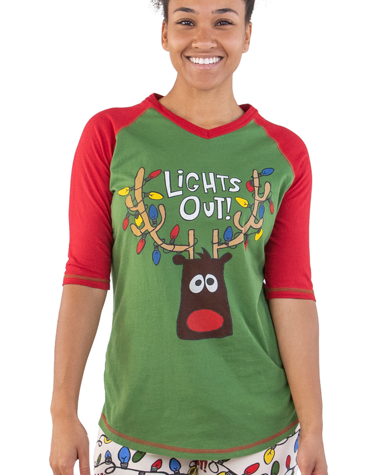 Load image into Gallery viewer, Lights Out! Women&#39;s Reindeer Tall Tee Large
