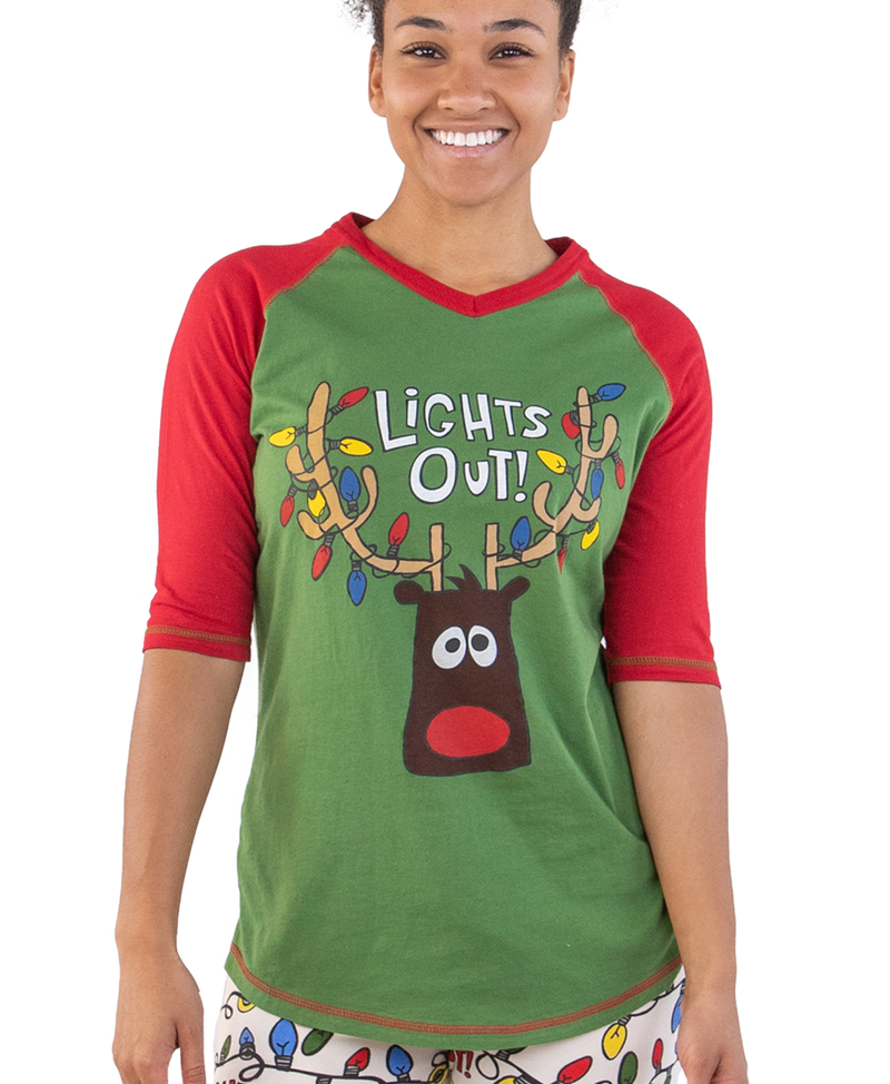 Load image into Gallery viewer, Lights Out! Women&#39;s Reindeer Tall Tee Medium
