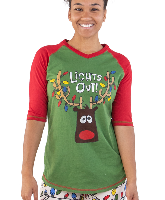 Lights Out! Women's Reindeer Tall Tee 2XL