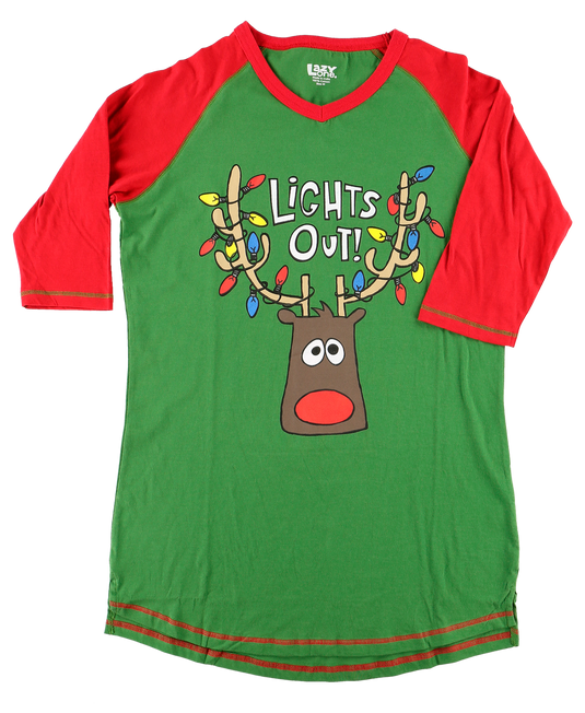 Lights Out! Women's Reindeer Tall Tee Small